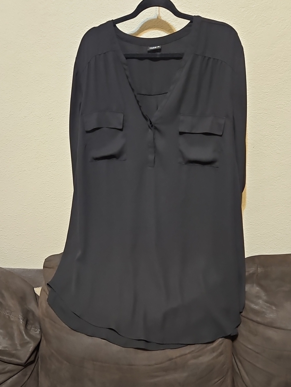 torrid Black V-Neck Tunic Blouse with Chest Flap Pockets